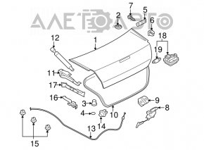 Амортизатор крышки багажника прав Mitsubishi Galant 04-12